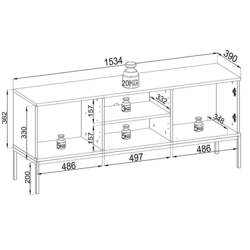 Szafka RTV Czarna - Dąb Loft