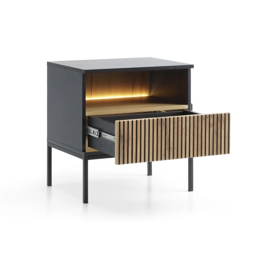 Szafka Nocna  Czarna - Dąb Loft