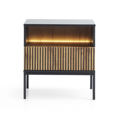 Szafka Nocna  Czarna - Dąb Loft