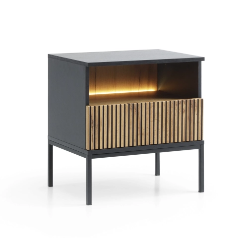 Szafka Nocna  Czarna - Dąb Loft