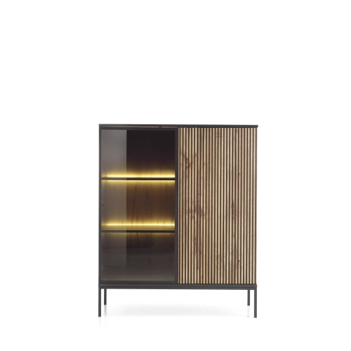 Witryna Regał Szafka  Czarna - Dąb Loft