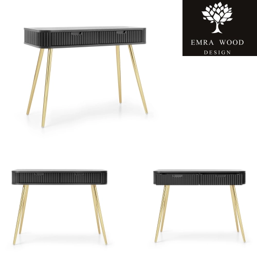 Konsola Toaletka Czarno - Czarna - Złota