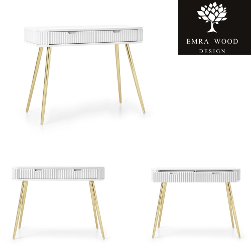 Konsola Toaletka Biało - Złota