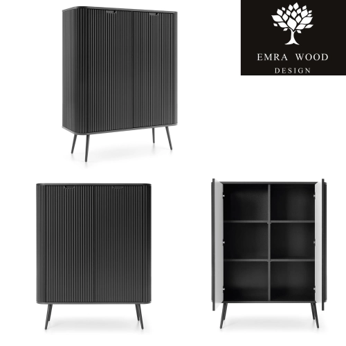 Komoda Czarno - Czarna - Złota