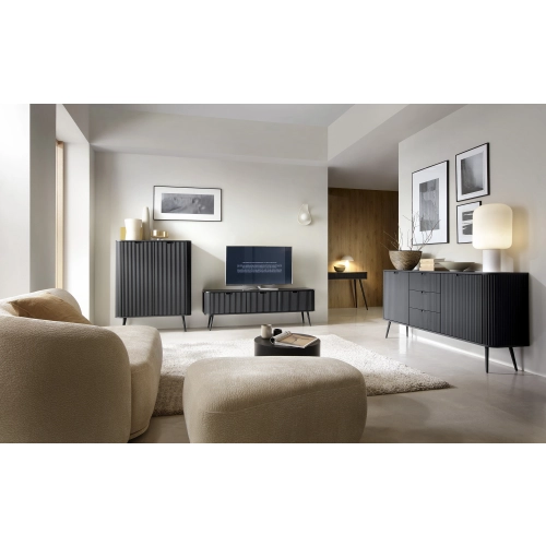 Komoda Czarno - Czarna - Złota