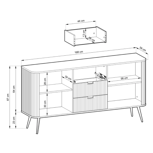 Komoda Czarno - Czarna - Złota
