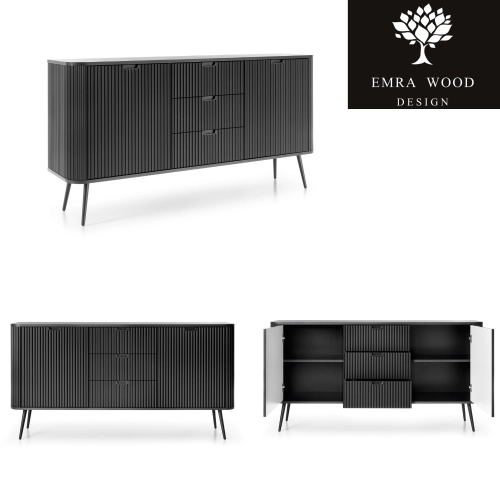 Komoda Czarno - Czarna - Złota