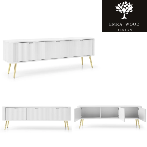 Szafka RTV Biało - Czarno - Złota