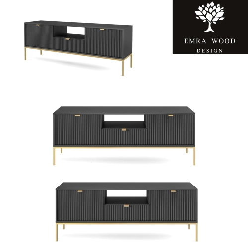 Szafka RTV Czarno - Złota