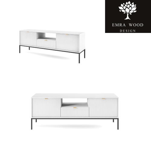 Szafka RTV N-12A  Biało / Czarna