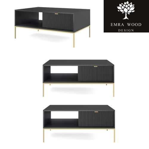 Stolik Kawowy Czarno - Złoty