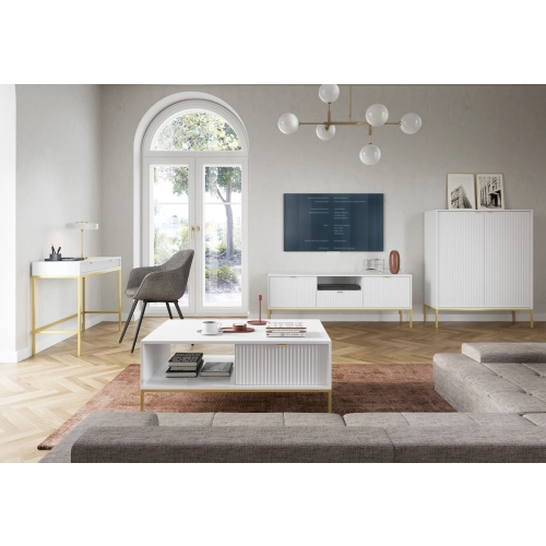 Stolik Kawowy Biało - Złoty