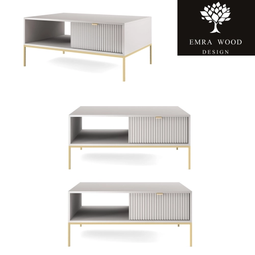 Stolik Kawowy Szaro - Złoty