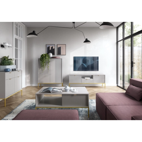 Stolik Kawowy Szaro - Złoty