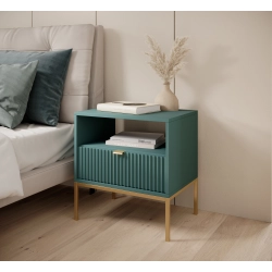 Szafka Nocna Zielono - Złota Uchwyty Złote