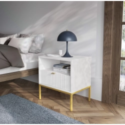 Szafka Nocna  Biało - Złota