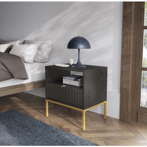 Szafka Nocna Czarno - Złota