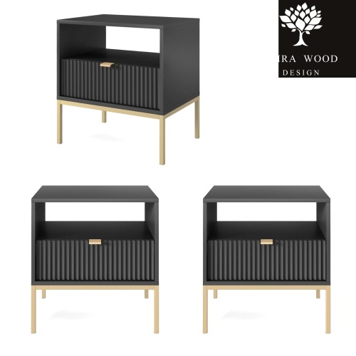 Szafka Nocna Czarno - Złota