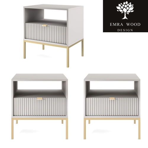 Szafka Nocna Szaro - Złota