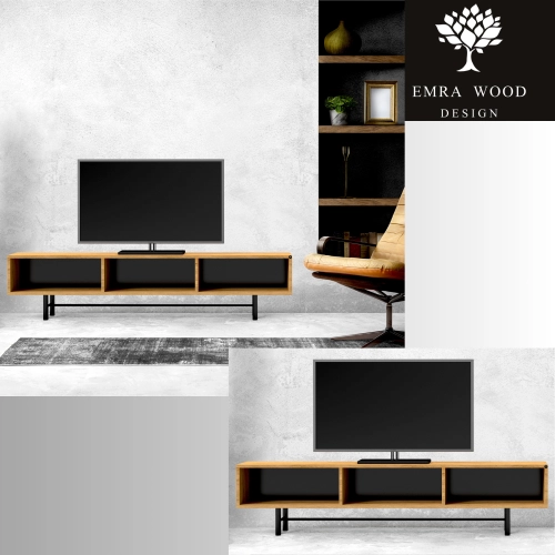 Szafka RTV-63 Drewno Lite Dąb Loft Lakier Rozmiary od 100 cm do 200 cm PREMIUM