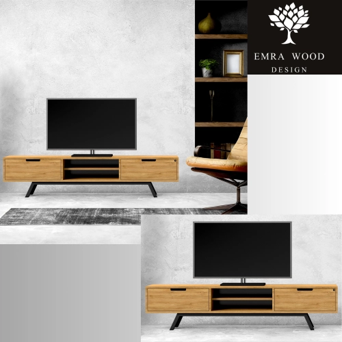 Szafka RTV-29 Drewno Lite Dąb Loft Lakier Rozmiary od 100 cm do 200 cm PREMIUM