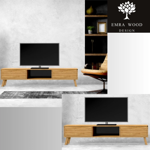 Szafka RTV-18 Drewno Lite Dąb Loft Lakier Rozmiary od 100 cm do 200 cm PREMIUM