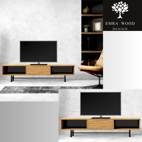 Szafka RTV-68 Drewno Lite Dąb Loft Lakier Rozmiary od 100 cm do 200 cm PREMIUM