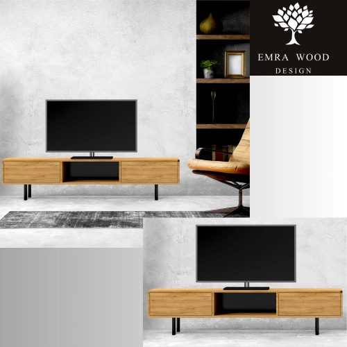 Szafka RTV-26 Drewno Lite Dąb Loft Lakier Rozmiary od 100 cm do 200 cm PREMIUM