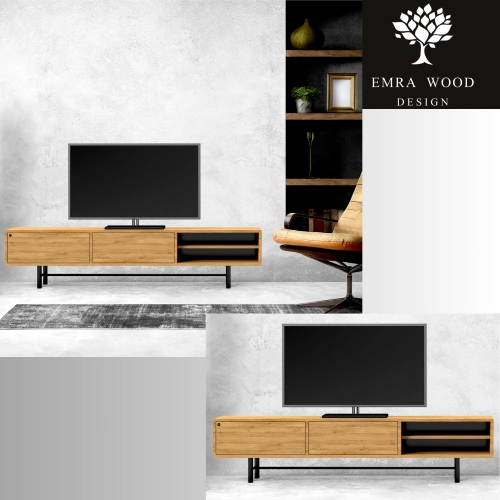 Szafka RTV-58 Drewno Lite Dąb Loft Lakier Rozmiary od 100 cm do 200 cm PREMIUM