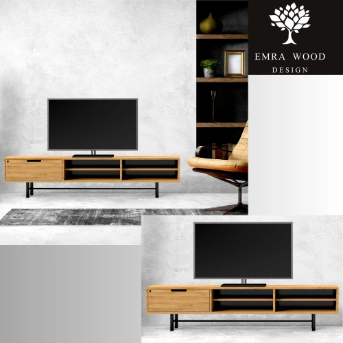 Szafka RTV-56 Drewno Lite Dąb Loft Lakier Rozmiary od 100 cm do 200 cm PREMIUM