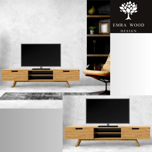 Szafka RTV-31 Drewno Lite Dąb Loft Lakier Rozmiary od 100 cm do 200 cm PREMIUM