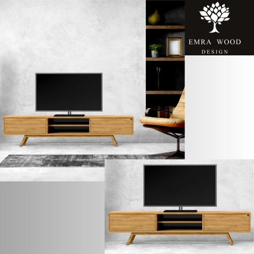 Szafka RTV-32 Drewno Lite Dąb Loft Lakier Rozmiary od 100 cm do 200 cm PREMIUM