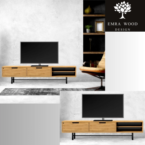 Szafka RTV-59 Drewno Lite Dąb Loft Lakier Rozmiary od 100 cm do 200 cm PREMIUM