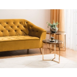 Stolik Kawowy Zestaw Delia Kolor Złoty / Marmur