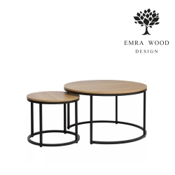 Stolik Kawowy Zestaw Dion Kolor Czarno / Dąb