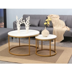 Stolik Kawowy Zestaw Dion Kolor Złoto / Biały
