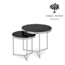 Stolik Kawowy Zestaw Delia Kolor Czarno / Chromowe