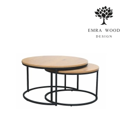 Stolik Kawowy Zestaw Atlanta Kolor Czarny / Blat Płyta Kolor Dębowy