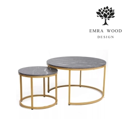 Stolik Kawowy Zestaw Dion Kolor Złoto / Czarny