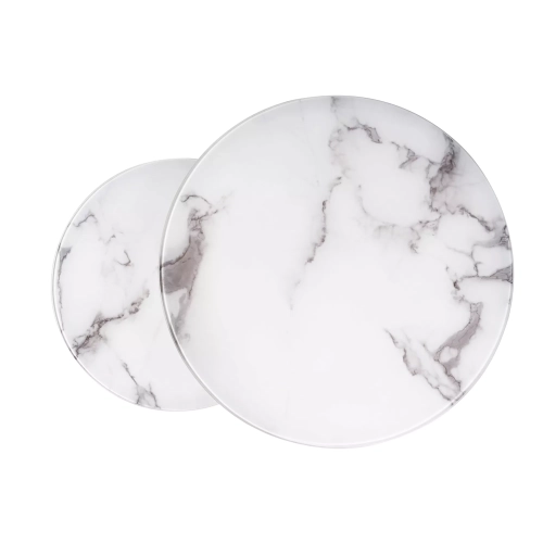 Stolik Kawowy Zestaw Atlanta Kolor Chromowo / Biały