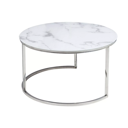 Stolik Kawowy Zestaw Atlanta Kolor Chromowo / Biały