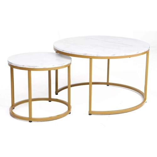 Stolik Kawowy Zestaw Dion Kolor Złoto / Biały