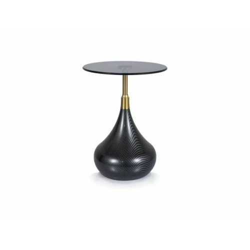 Stolik Kawowy Taurus Czarno Złoty  Blat - Szyba Hartowana Czarna