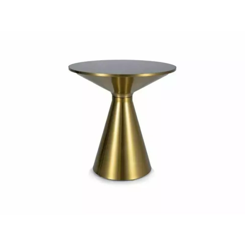 Stolik Kawowy Seti Złoto Szczotkowane Blat - Szyba Hartowana Czarna