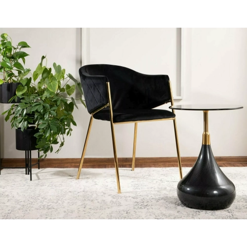 Stolik Kawowy Taurus Czarno Złoty  Blat - Szyba Hartowana Czarna