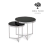Stolik Kawowy Zestaw Delia Kolor Czarno / Chromowe