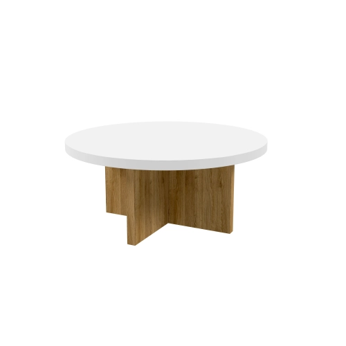 STOLIK KAWOWY z Drewna Litego Dębowego Blat Biały Płyta MDF  STK-931