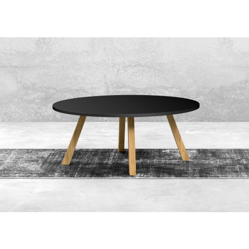 STOLIK KAWOWY z Drewna Litego Dębowego Blat Czarny Płyta MDF  STK-940