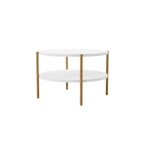 STOLIK KAWOWY z Drewna Litego Dębowego Blat Biały Płyta MDF  STK-938