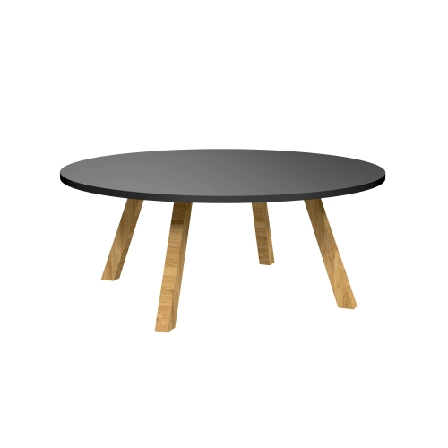 STOLIK KAWOWY z Drewna Litego Dębowego Blat Czarny Płyta MDF  STK-940